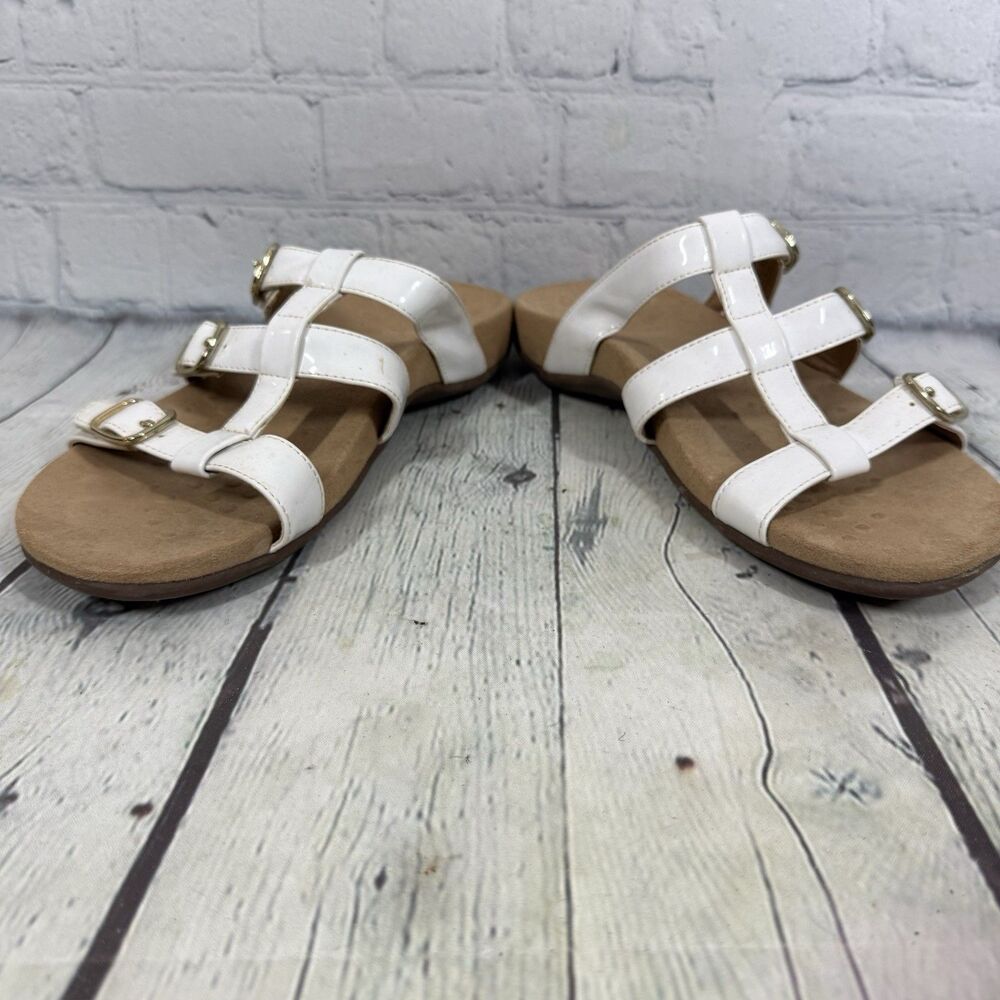 Vionic Sandals Size 7 White Strap Buckle Comfort Footbed Minimalist Coastal - Picture 4 of 13